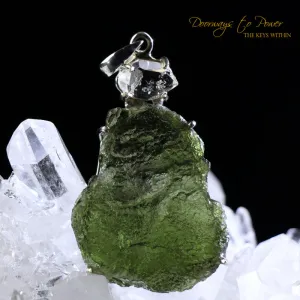 Moldavite Herkimer Diamond Crystal Pendant