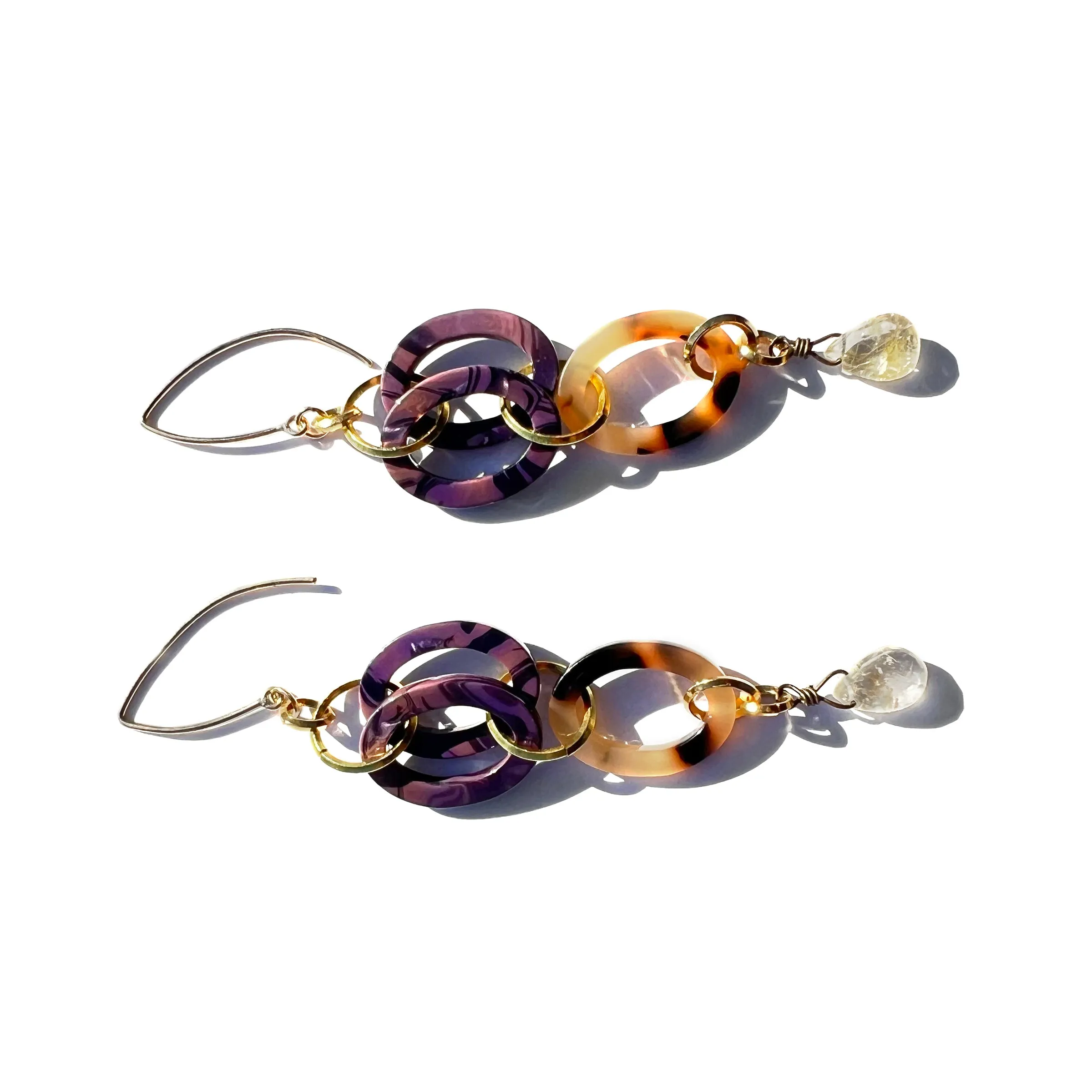 MPR x THE IMAGINARIUM: Lavender   Tortoise with Rutilated Quartz Drop Earrings