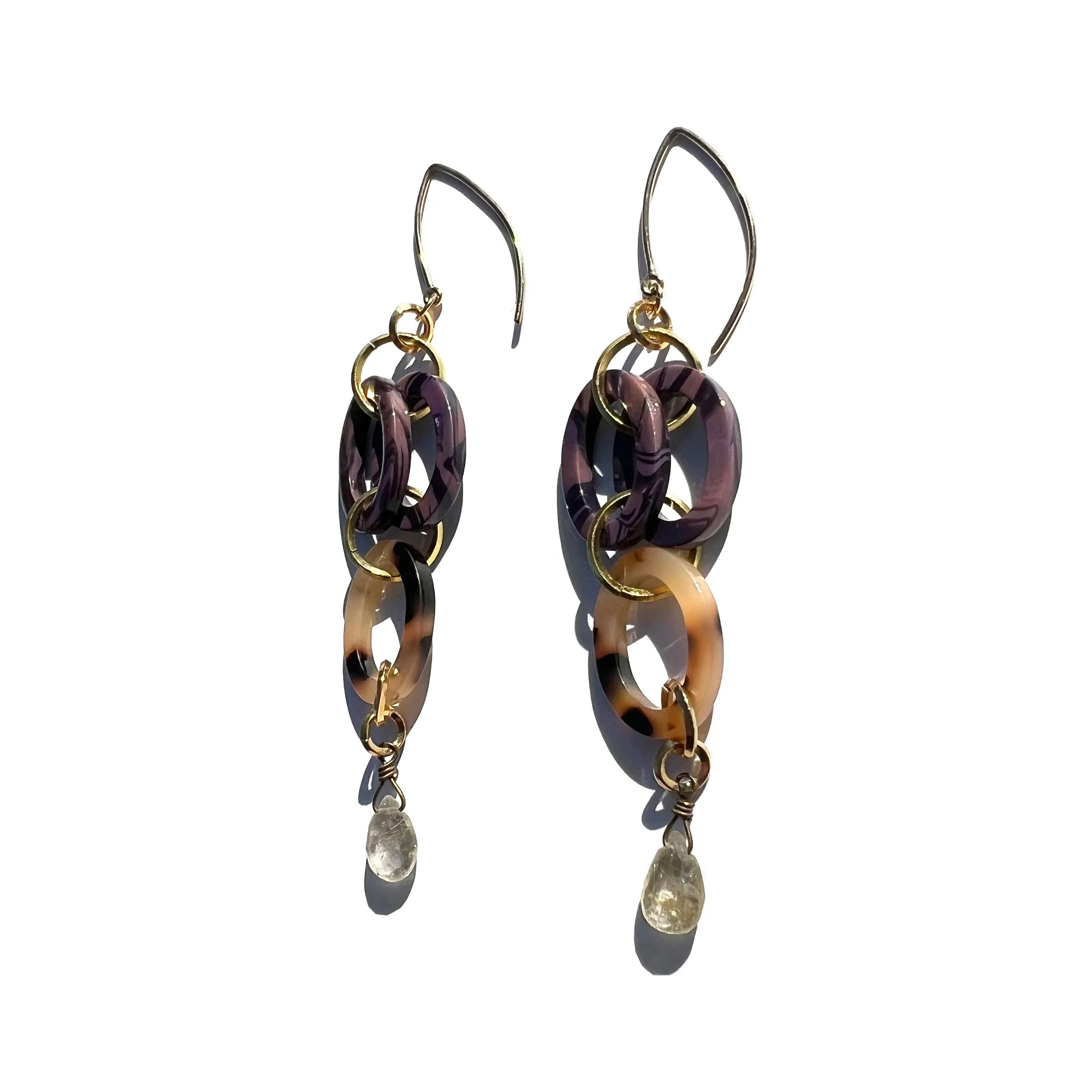 MPR x THE IMAGINARIUM: Lavender   Tortoise with Rutilated Quartz Drop Earrings