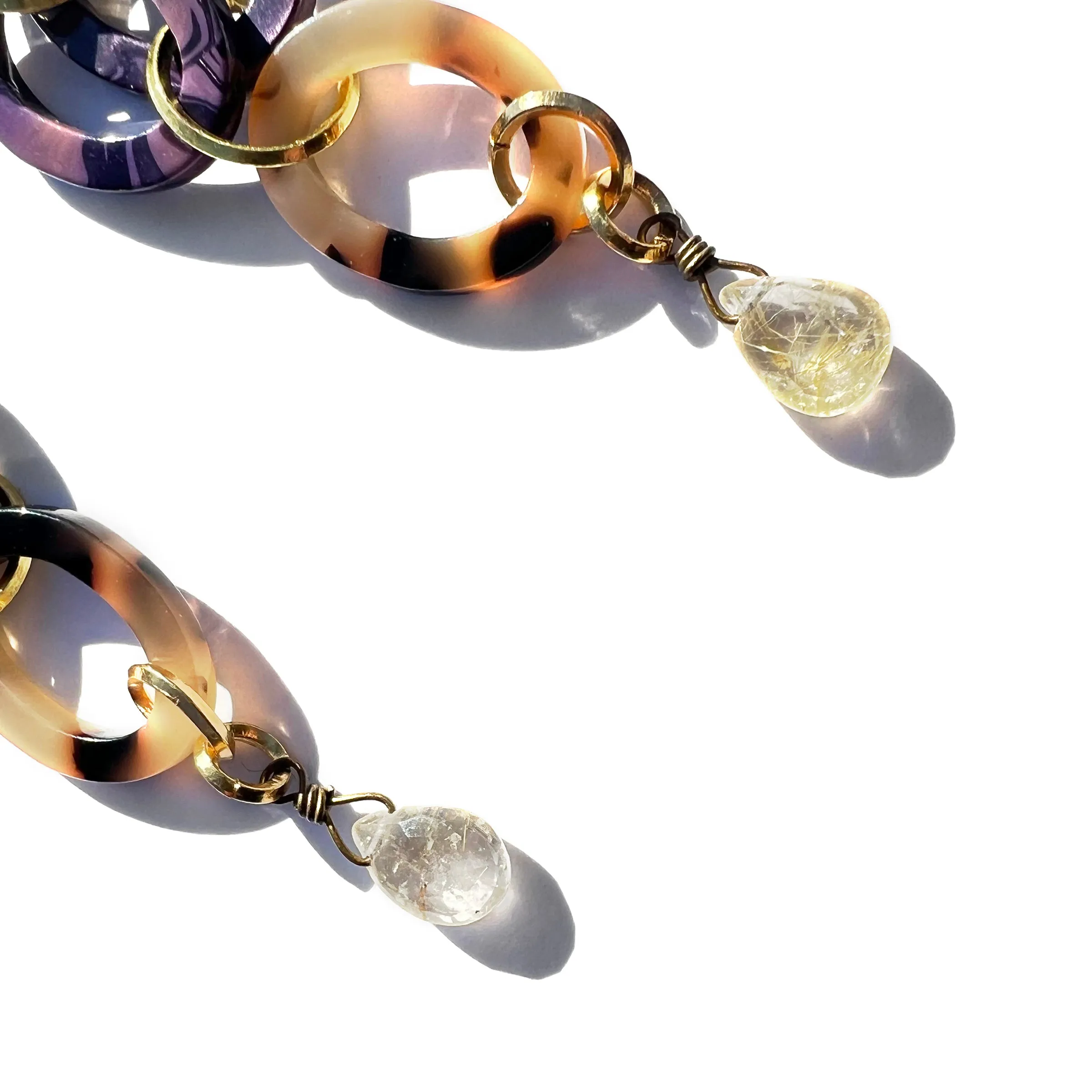 MPR x THE IMAGINARIUM: Lavender   Tortoise with Rutilated Quartz Drop Earrings