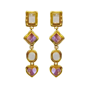 Naomi Earrings - Gold   Pink