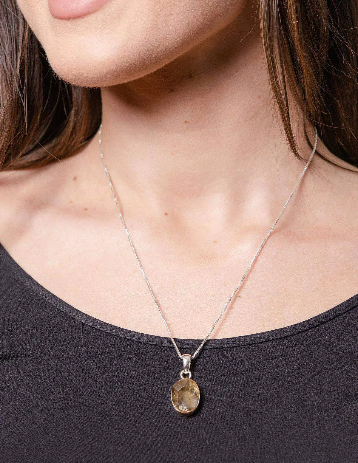 Natural Citrine Pendant Necklace