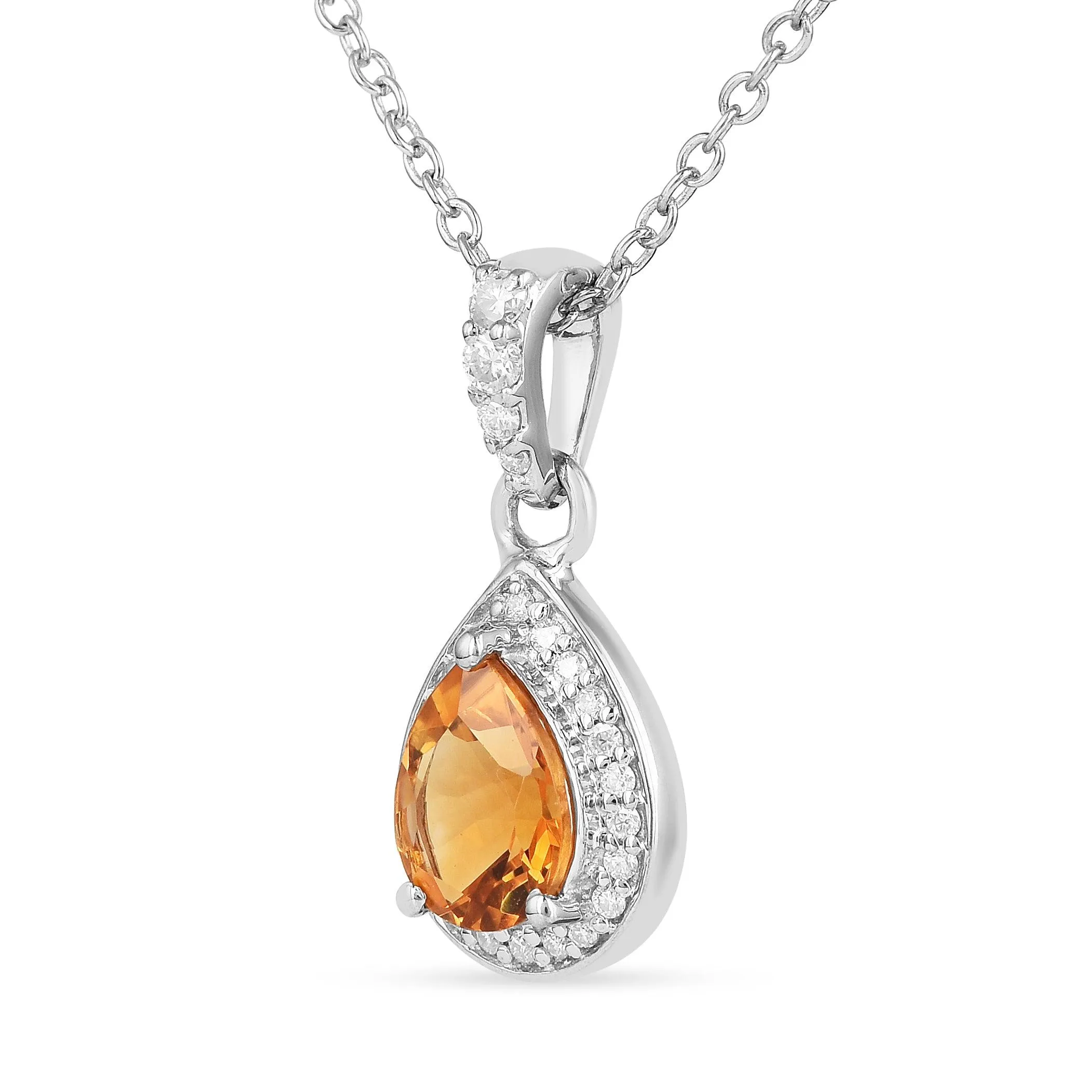 Natural Citrine Teardrop Pendant Necklace