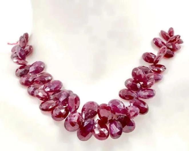 Natural Ruby DIY Jewelry  Ruby Jewelry Ruby Unfinished Necklace July Birthstone Ruby Beads Ruby Briolette Drops Strand 6 inches SKU: 111299