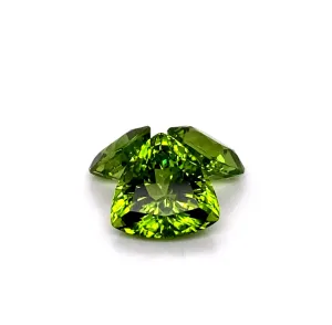 Natural - Three Loose Green Peridot Fantasy Cut Gemstones