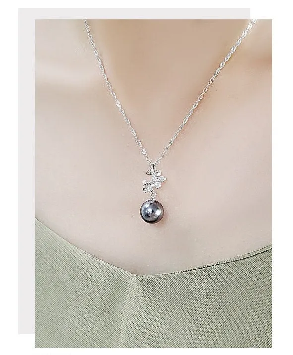 Necklace Pendant Blank Setting Flower Charm 26mm Sterling Silver White Gold Fine 925 For One Pearl Prong DIY Jewelry Finding Wholesale 1pc