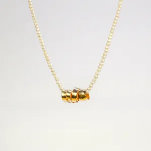 NEW! Gold Filled Ribbon Pendant on Seed Pearl Necklace by Rina Young