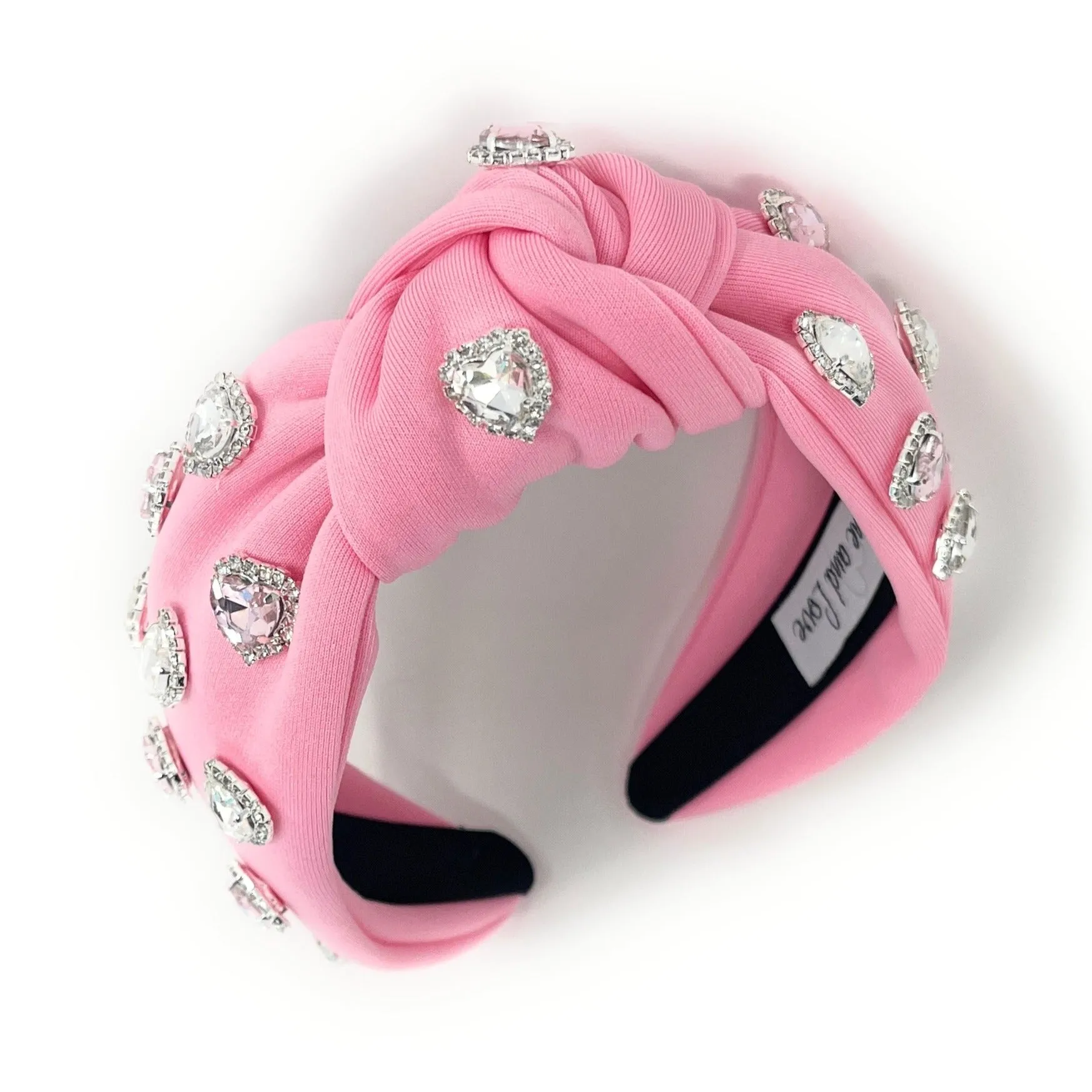 New! Pink Valentines Jeweled Knot Headband