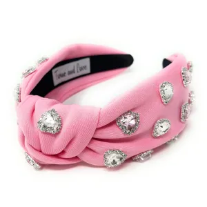 New! Pink Valentines Jeweled Knot Headband