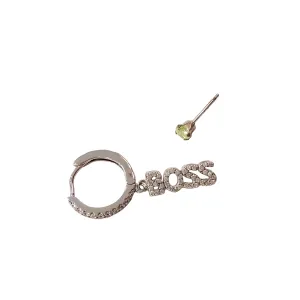 Noellery Silver Boss Huggie Peridot Stud Set