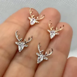 Oh Deer! - Earrings with clear zircon