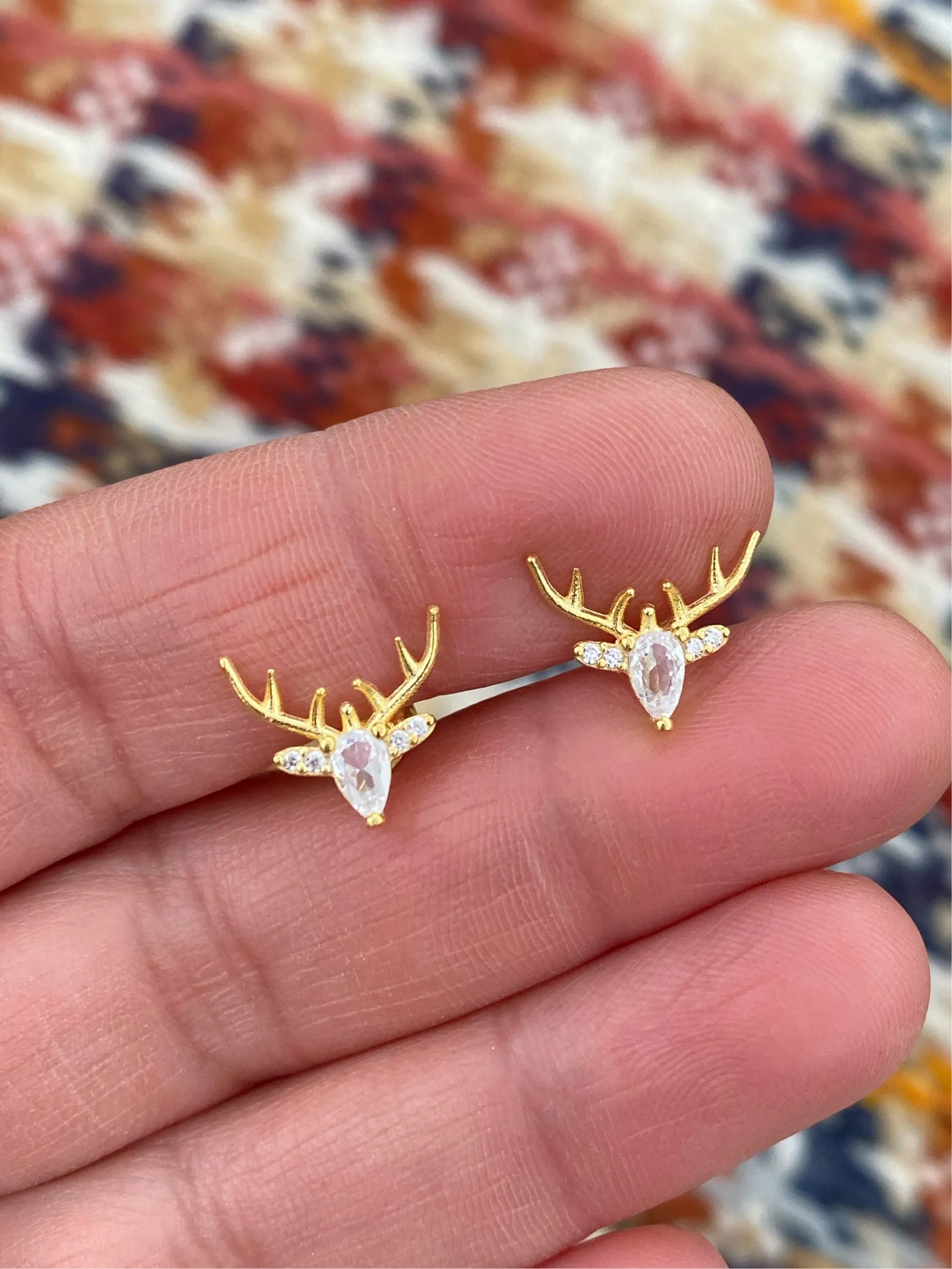 Oh Deer! - Earrings with clear zircon