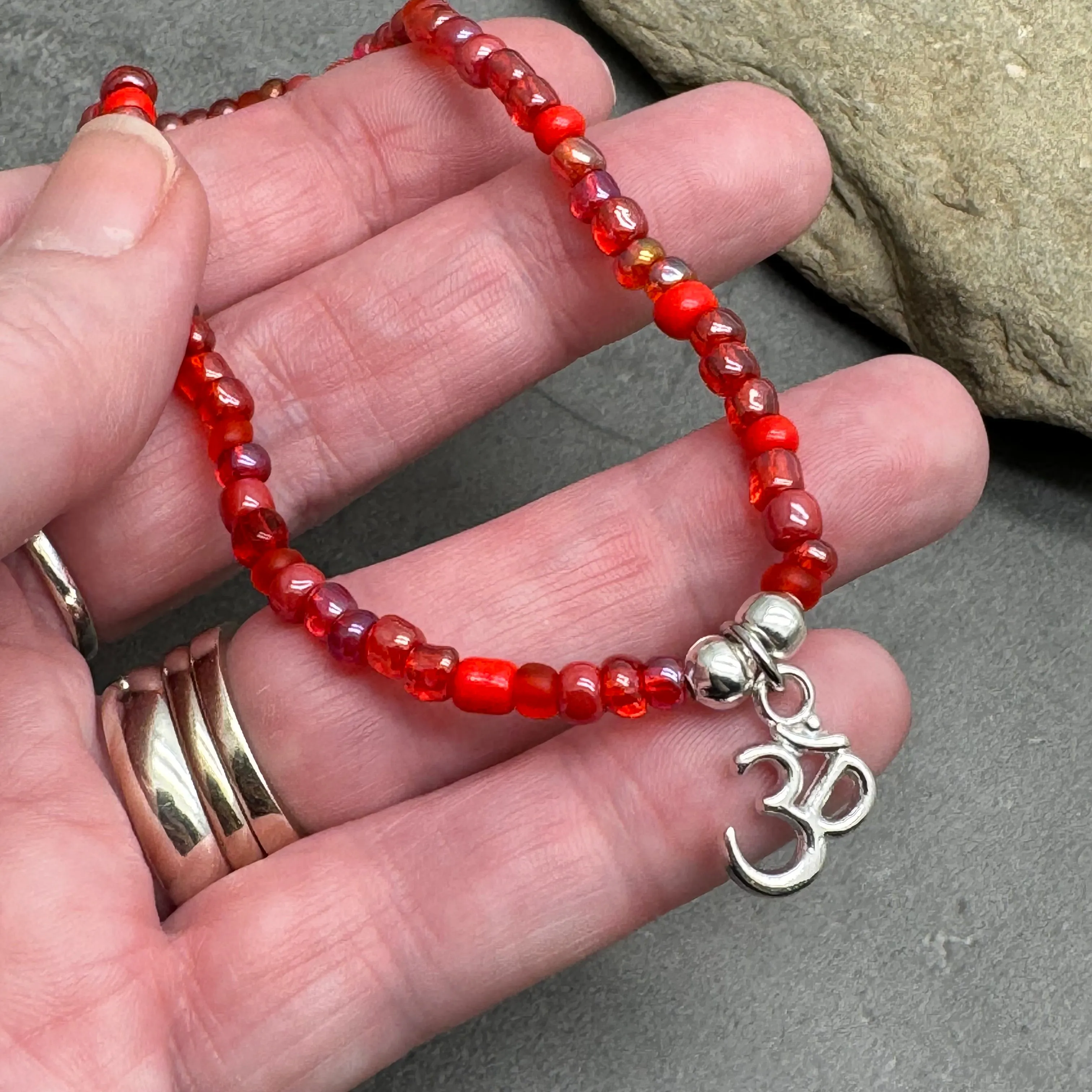 Ohm Charm Seed Bead Anklet - Colour Choice