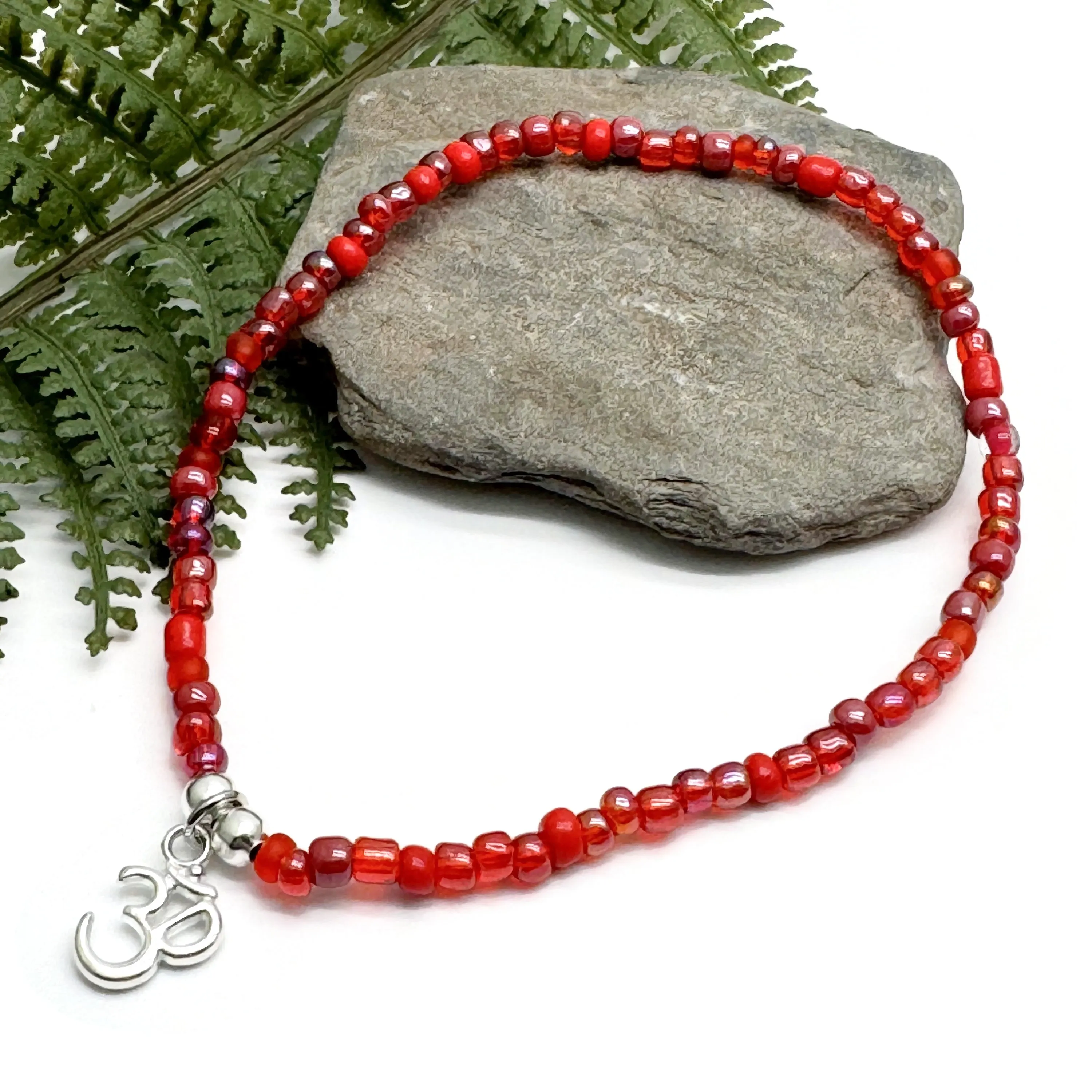 Ohm Charm Seed Bead Anklet - Colour Choice