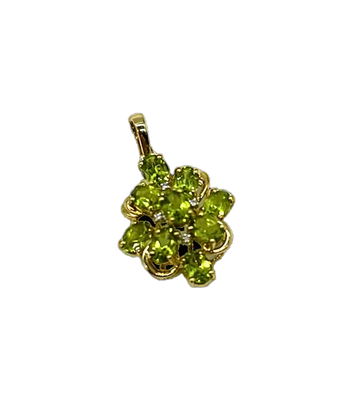 Oval Peridot Cluster Enhancer Pendant