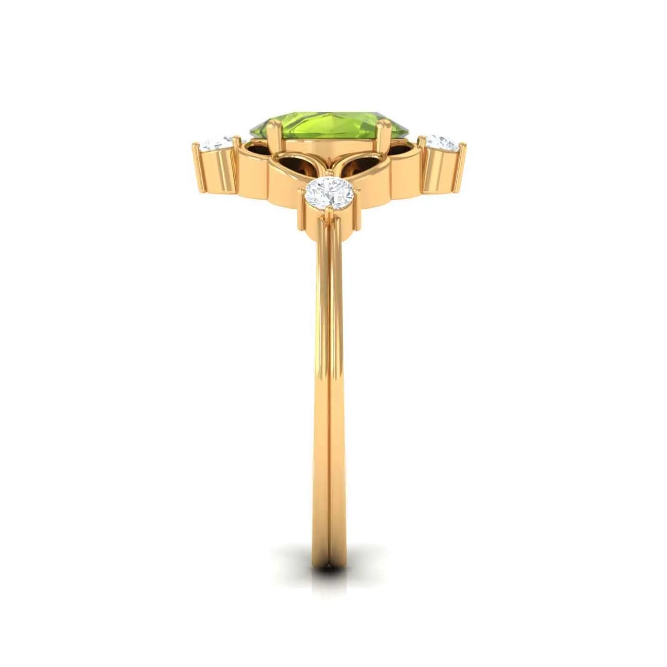 Oval Peridot Cocktail Ring with Diamond