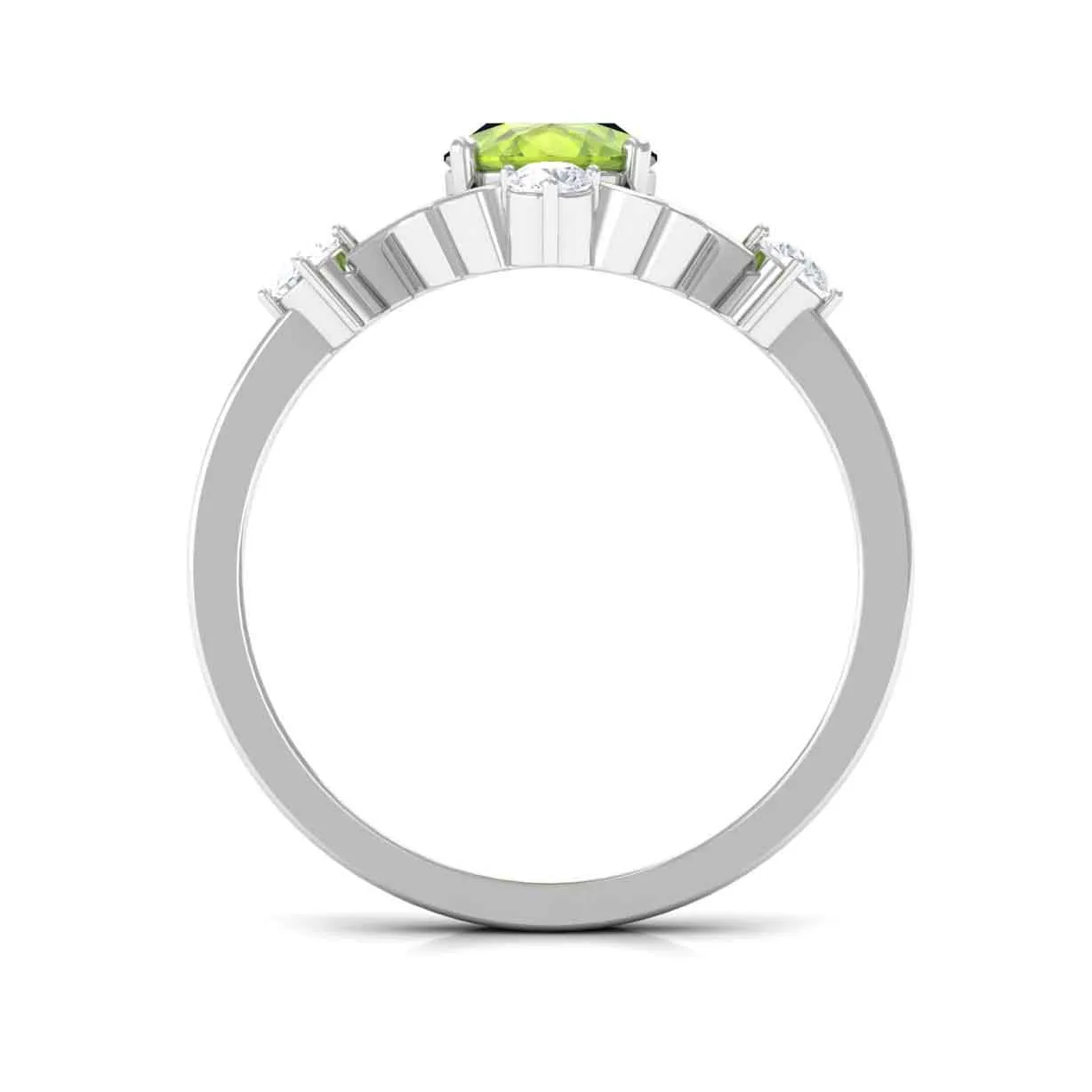 Oval Peridot Cocktail Ring with Diamond