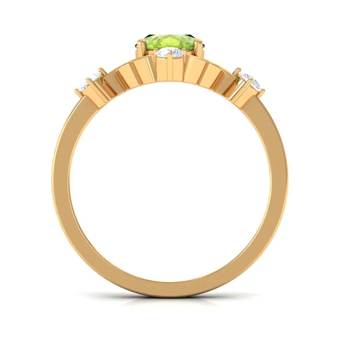 Oval Peridot Cocktail Ring with Diamond