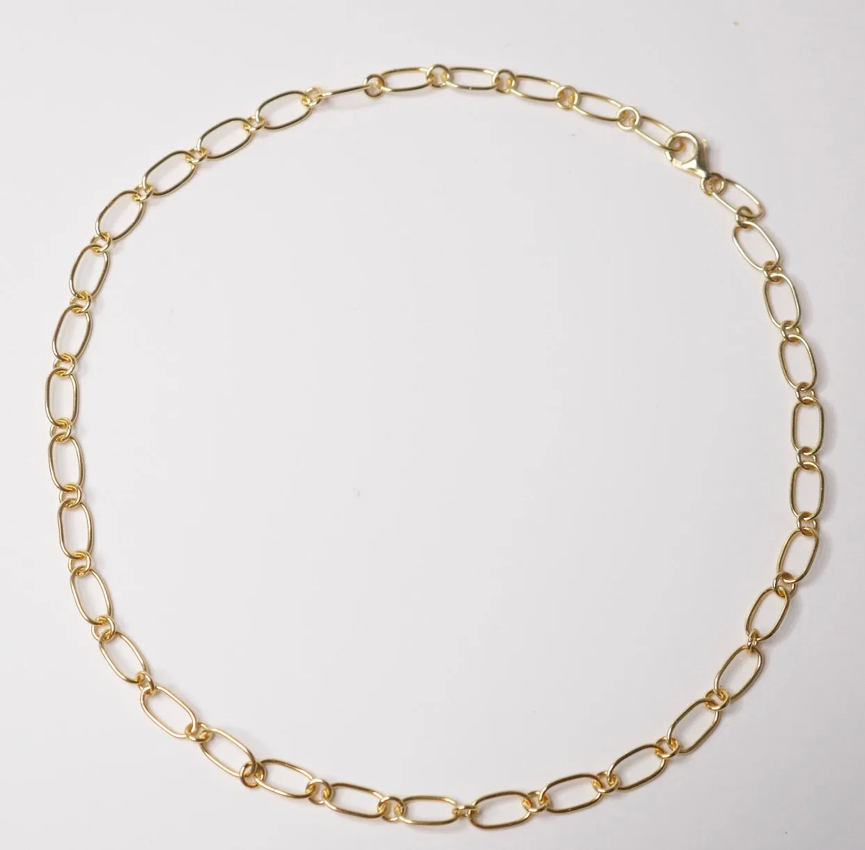 Paperclip Style Choker Necklace, 18k Gold Plated .925 Sterling Silver Short Necklace