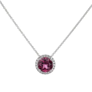 Pastel Diamond Station Pendant Necklace with Garnet