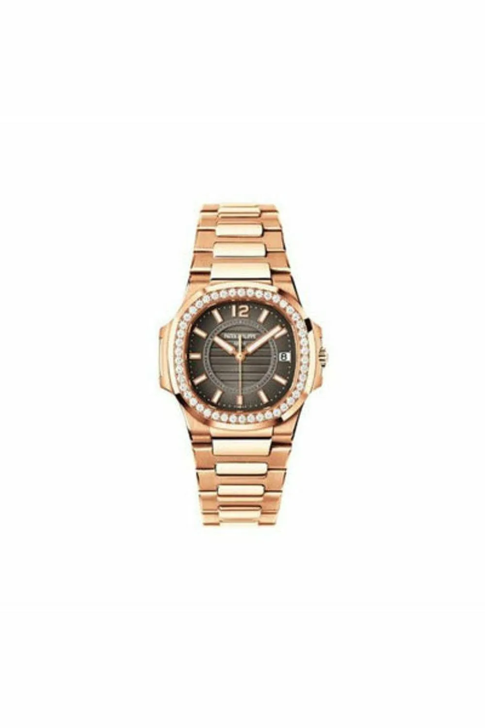 patek philippe nautilus 7010/1r-010 rose gold with diamonds charcoal grey dial ladies watch ref. 7010/1r-010