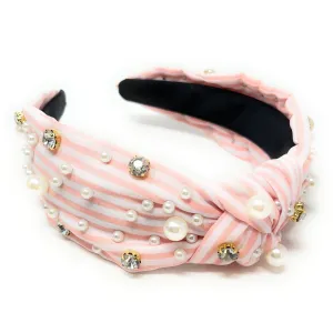 Peach Fuzz Top Knot Jeweled Headband