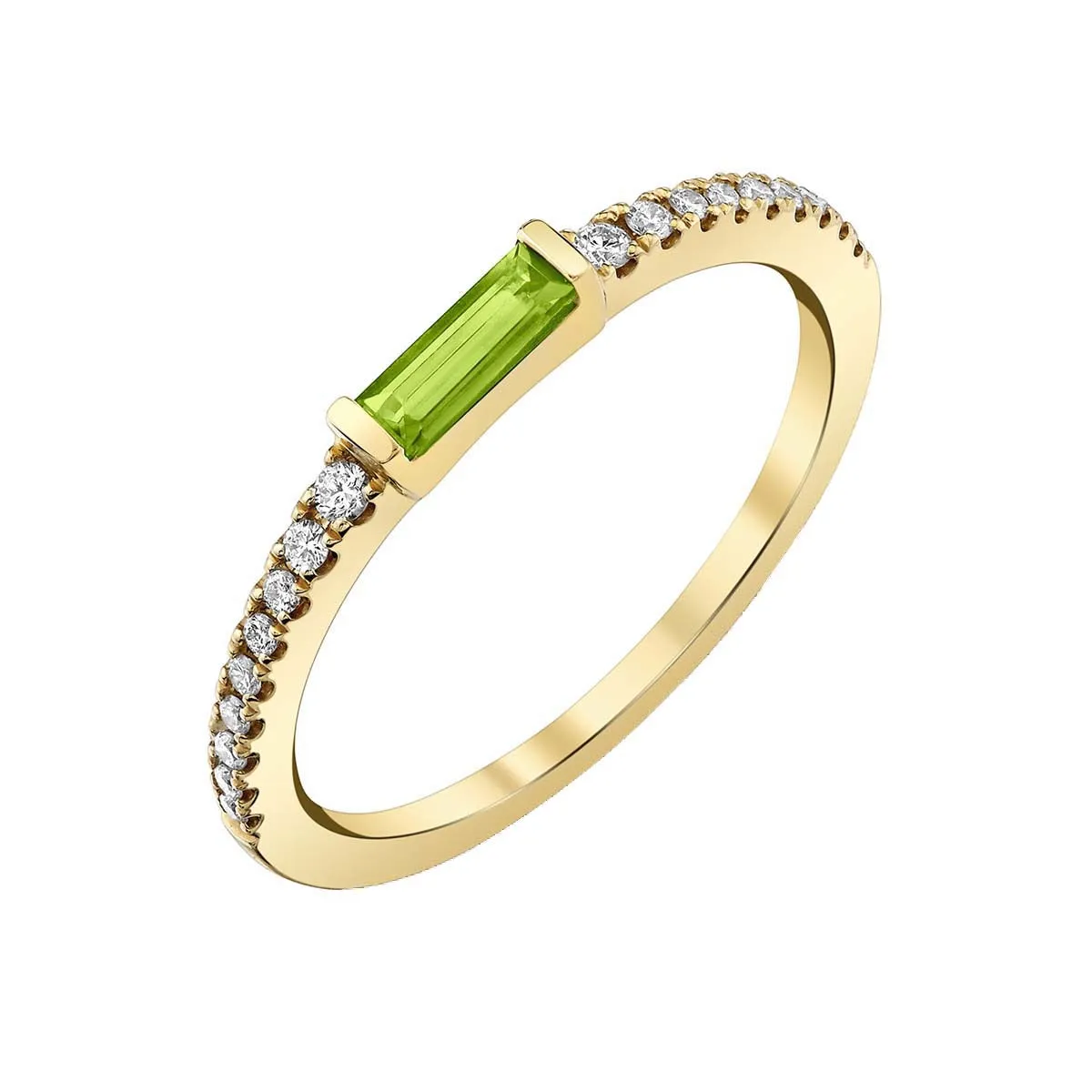 Peridot 14K Yellow Gold Ring with Diamonds