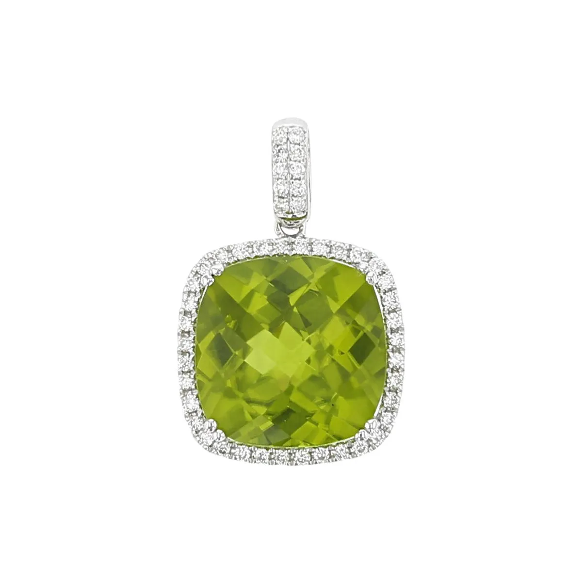 Peridot 14kt White Gold Pendant with Diamonds