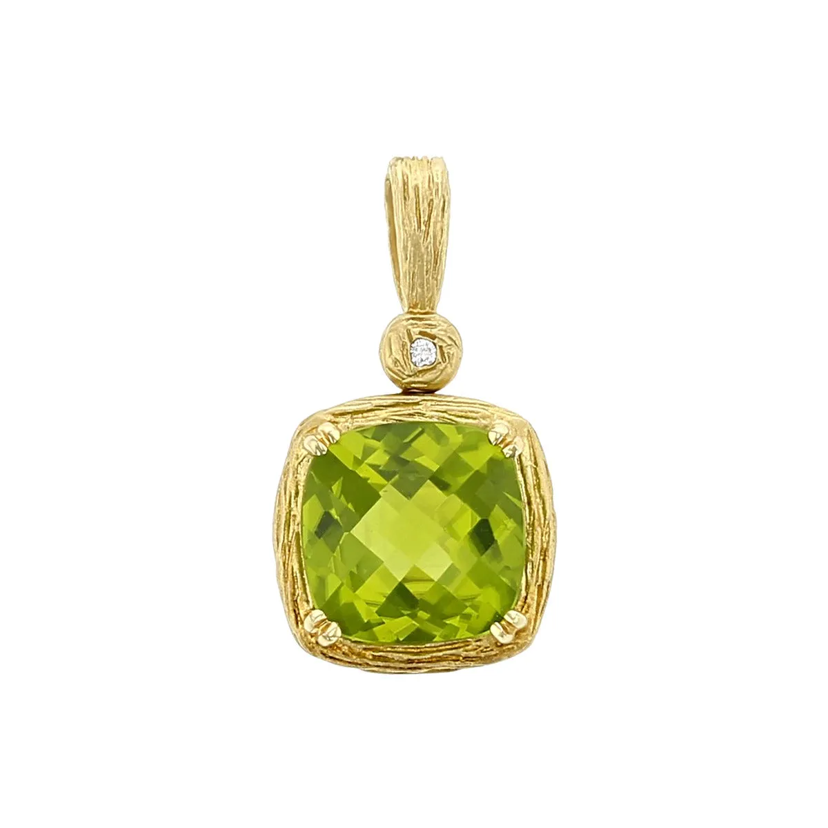 Peridot 14kt Yellow Gold Pendant with Diamond