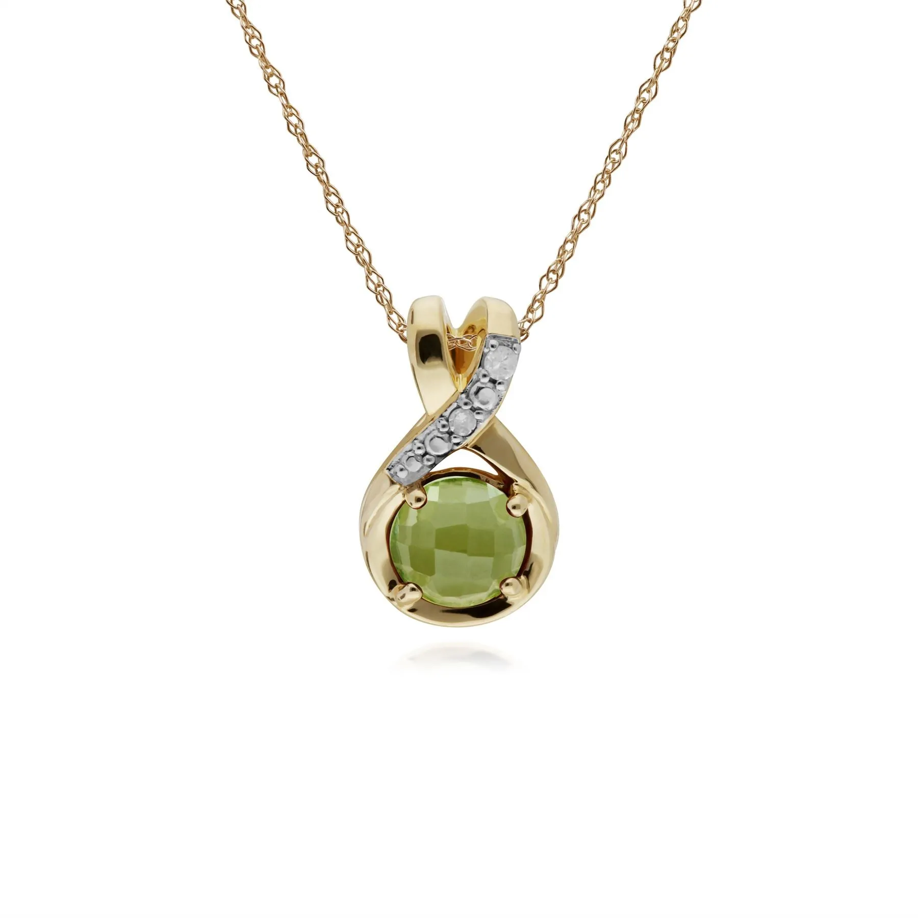 Peridot & Diamant Halskette in 9ct Gelb Gold