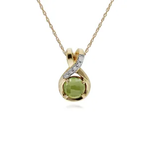 Peridot & Diamant Halskette in 9ct Gelb Gold