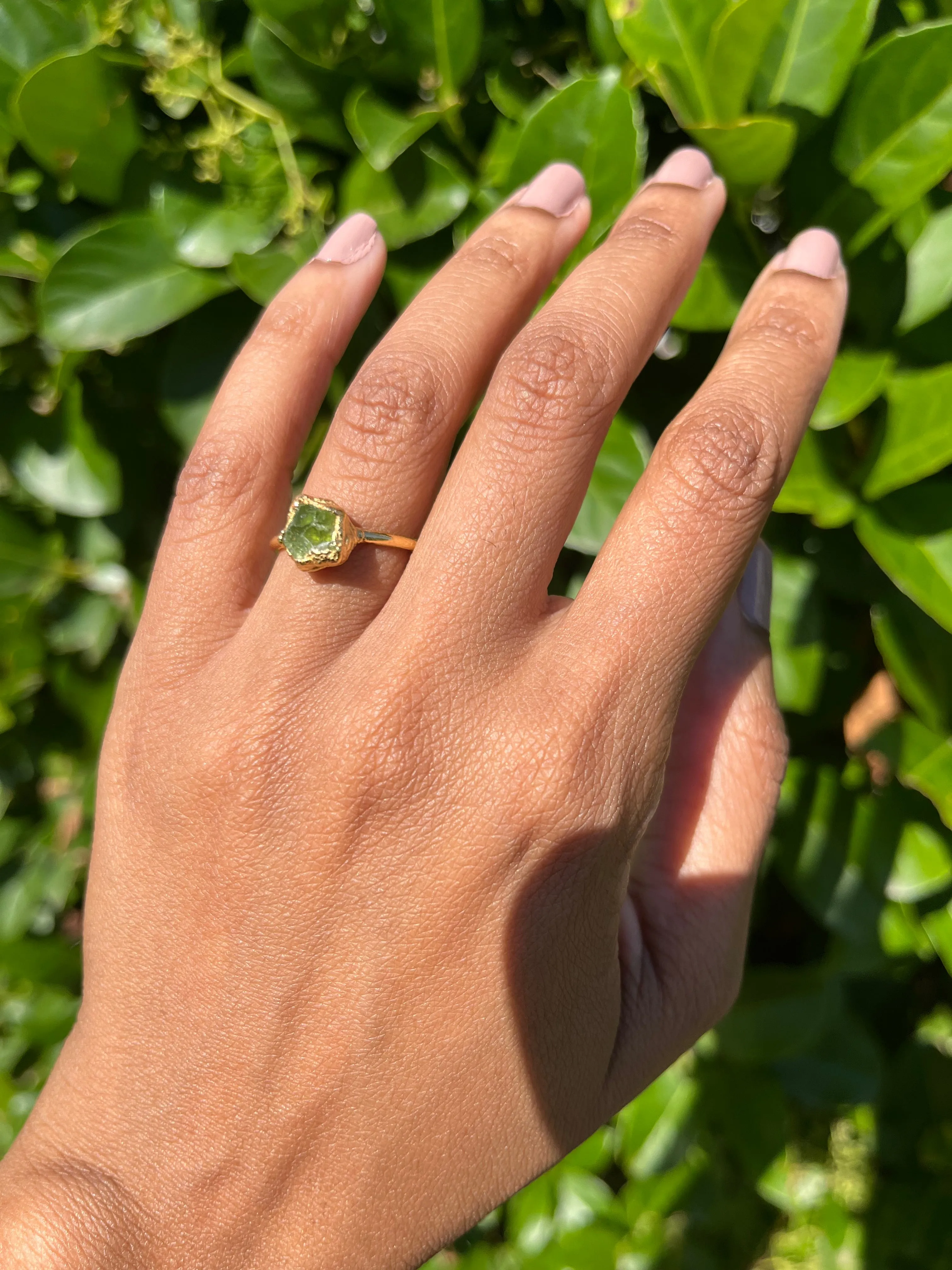 Peridot Raw Stone Ring (Size 5.5)