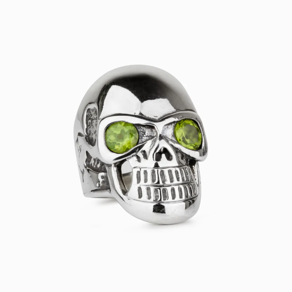 Peridot Skull Ring