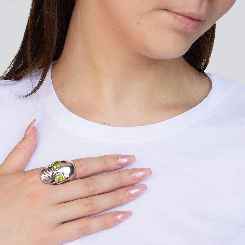 Peridot Skull Ring