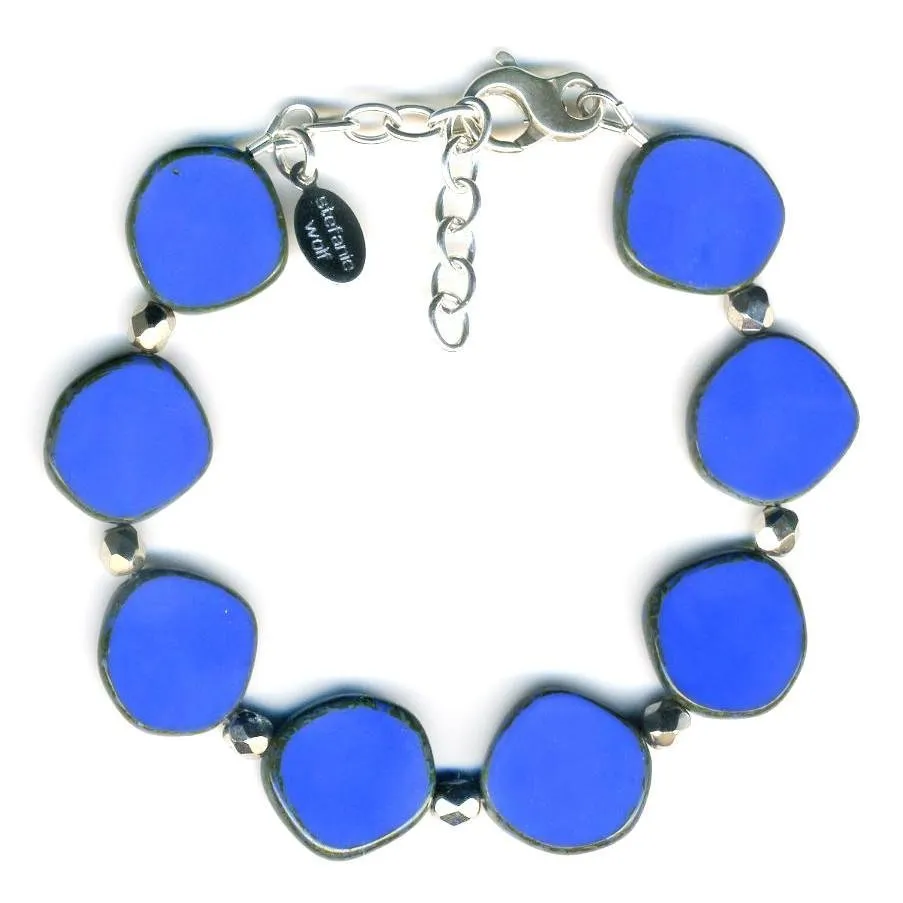 Periwinkle Small Circle Glass Beaded Bracelet