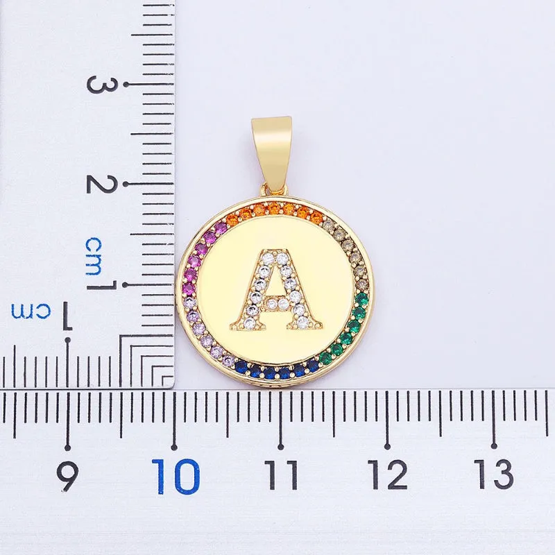 Personalized Rainbow Zircon Bejeweled Initial Letter Pendant Necklaces