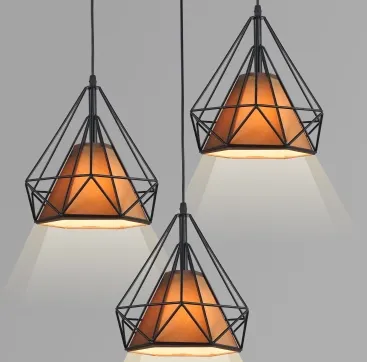 Pieter Metal Caged Pyramid Shaped Pendant Light