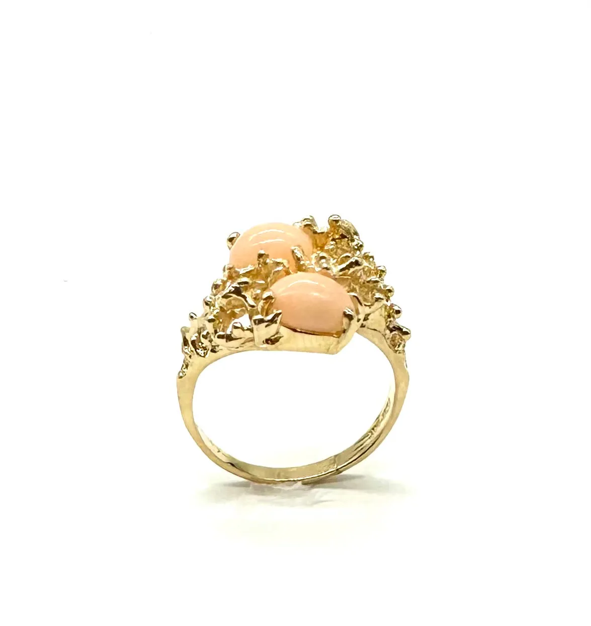 Pink Coral Stone Cutout Ring