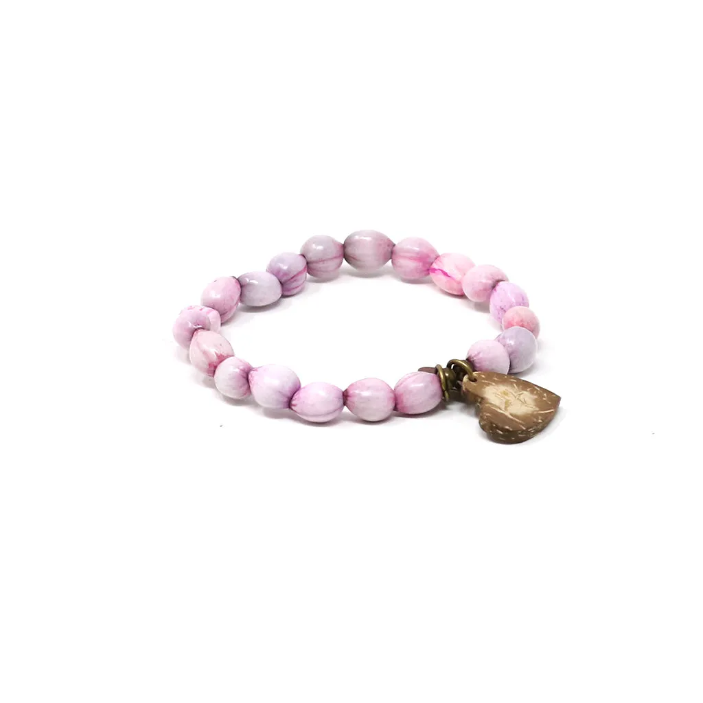 Pink Heart Beaded Charm Bracelet