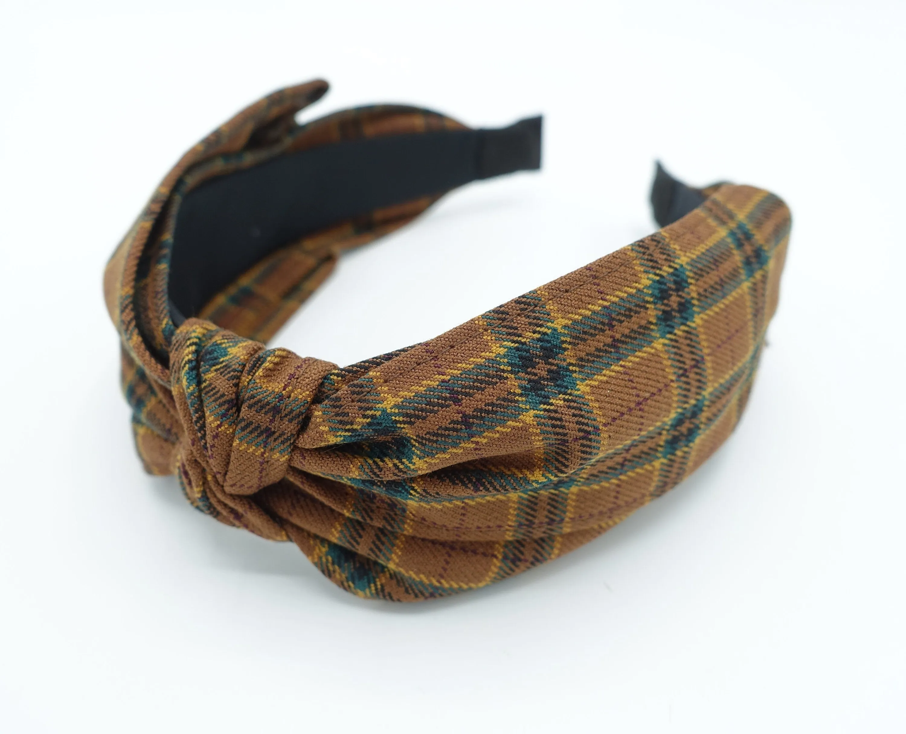 plaid bow tie knot headband hair accessory for women