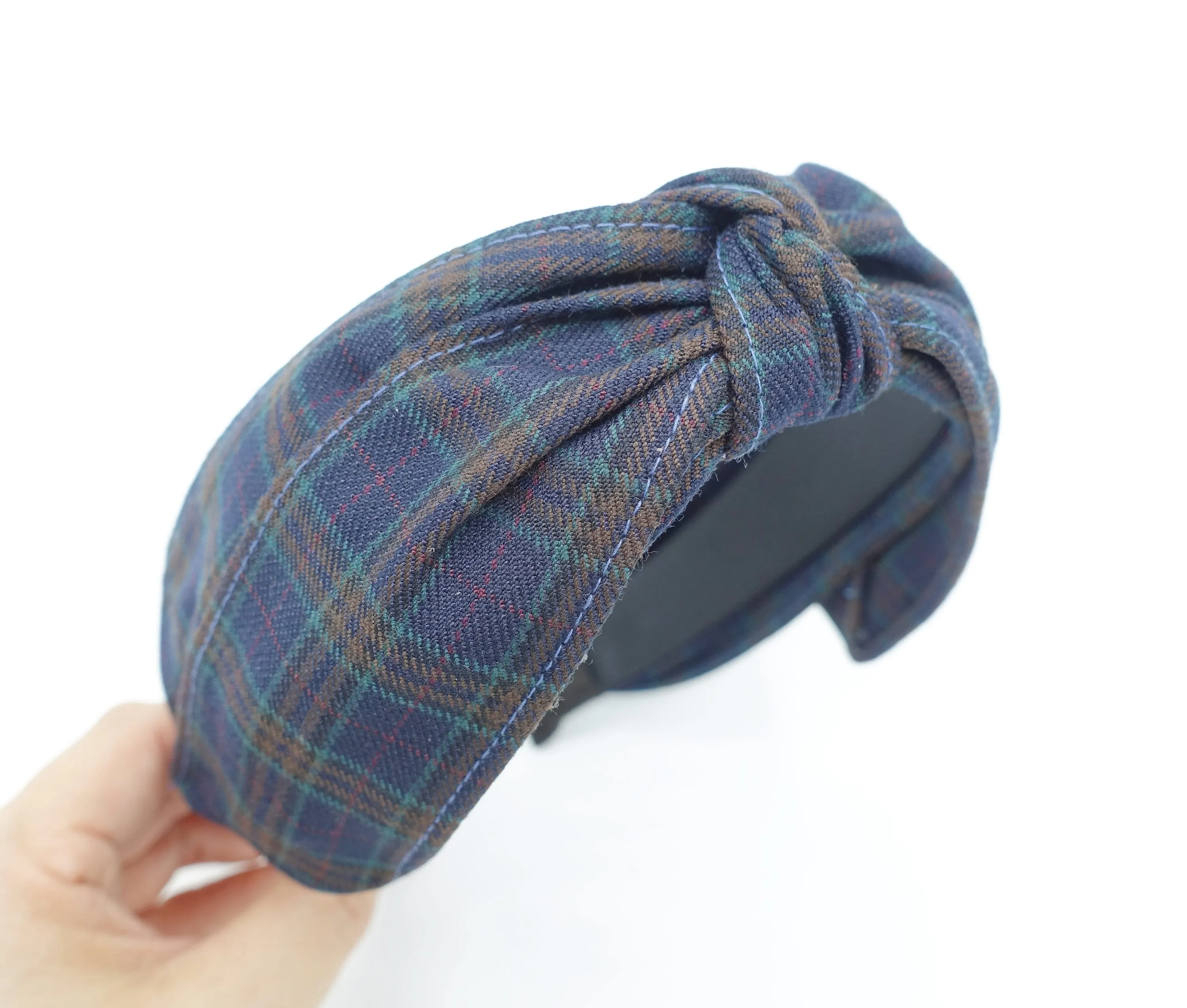 plaid bow tie knot headband hair accessory for women