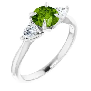 Platinum Natural Peridot & 1/4 CTW Natural Diamond Ring