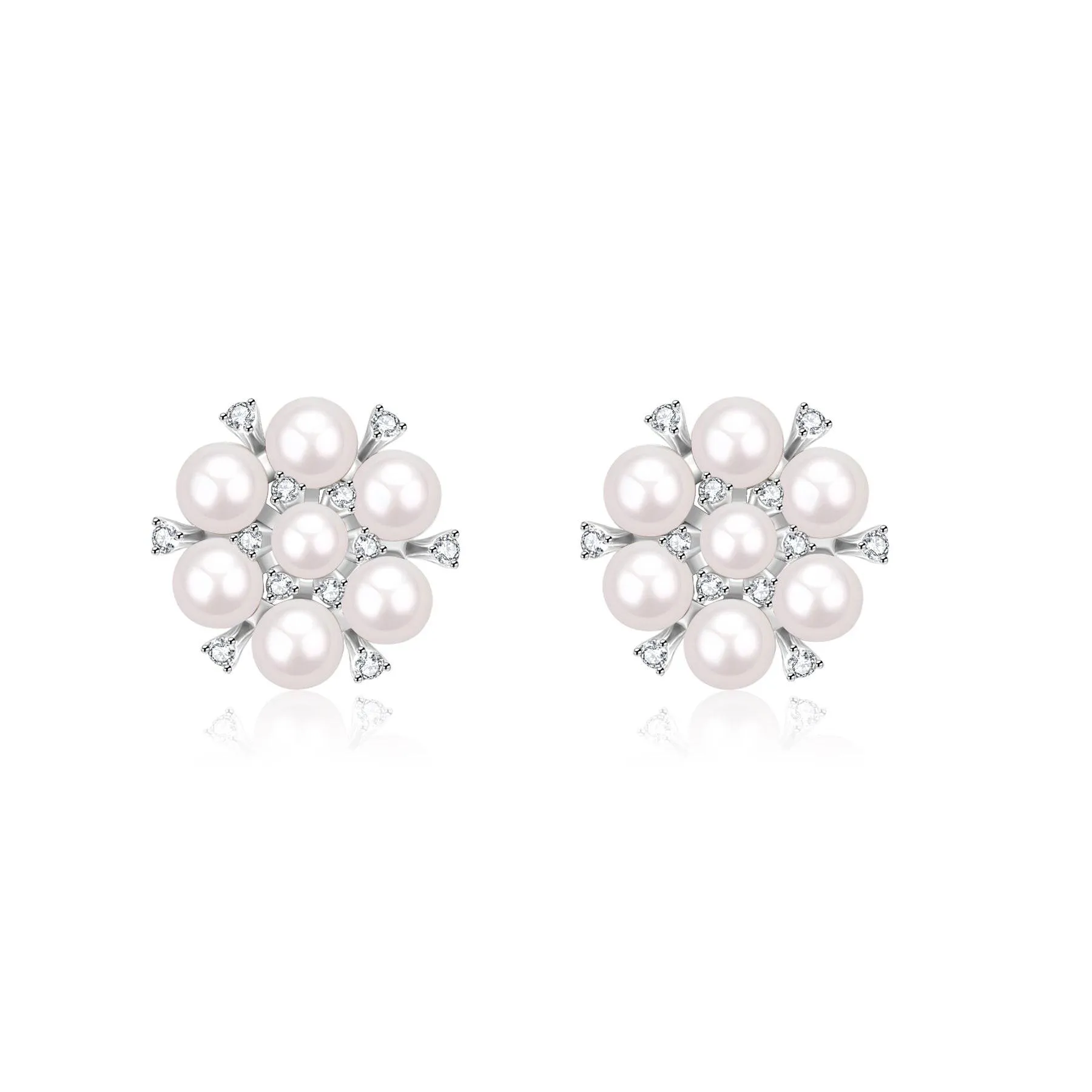 Plum Blossom Multi-Pearl Stud Earrings