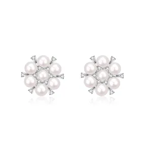 Plum Blossom Multi-Pearl Stud Earrings