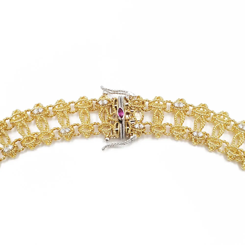 Pre-Owned Roberto Coin Barocco 18K Yellow & White Gold Diamond Necklace