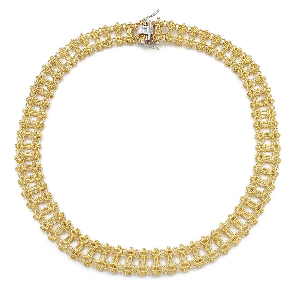 Pre-Owned Roberto Coin Barocco 18K Yellow & White Gold Diamond Necklace