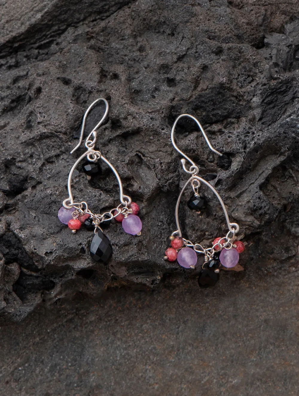 Pure Silver Earrings With Semi Precious Stones - Lavender Dainty Earrings