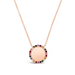 Rainbow Gemstone Disc Pendant