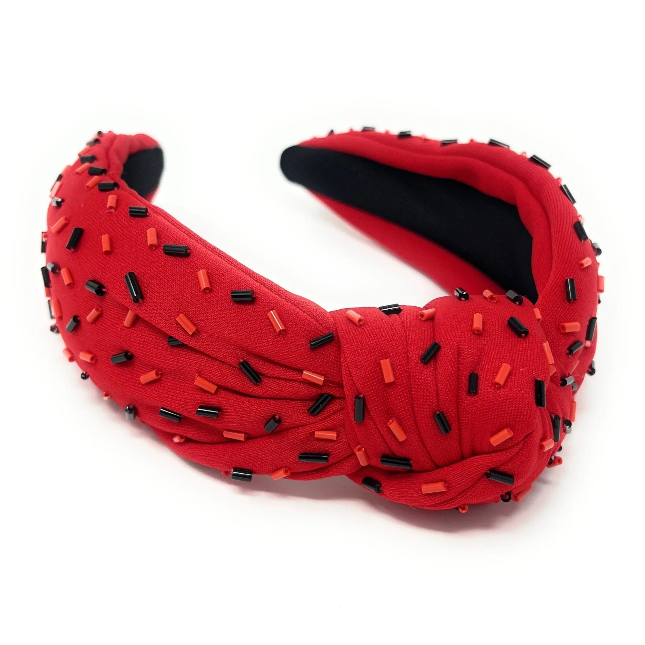 Red Black Sprinkles Knot Headband