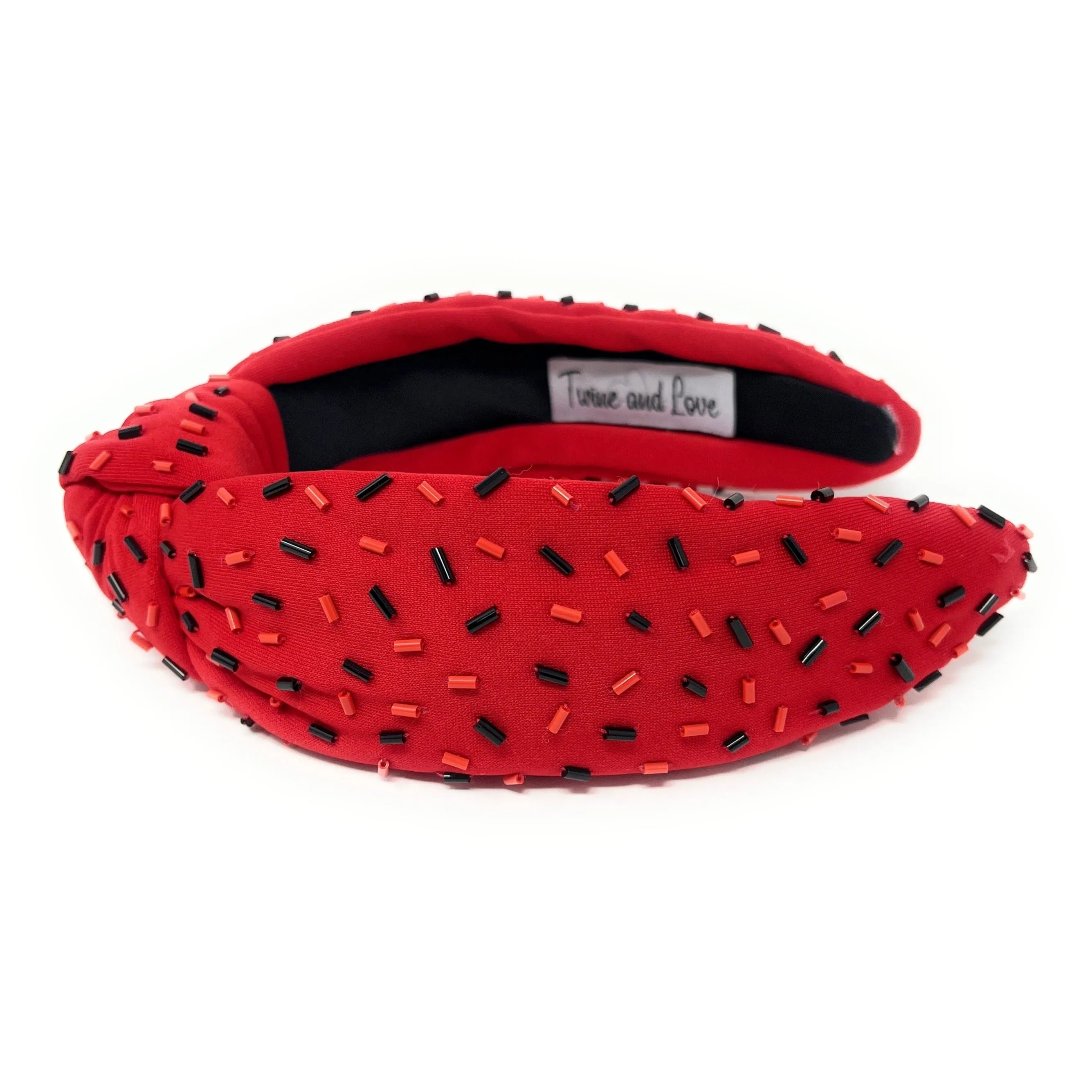 Red Black Sprinkles Knot Headband